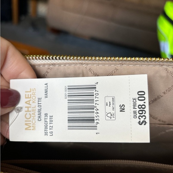Michael Kors Brown and White Tote with Gold Hardware